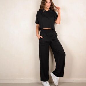 Black Wide Leg High-Waisted Pants
